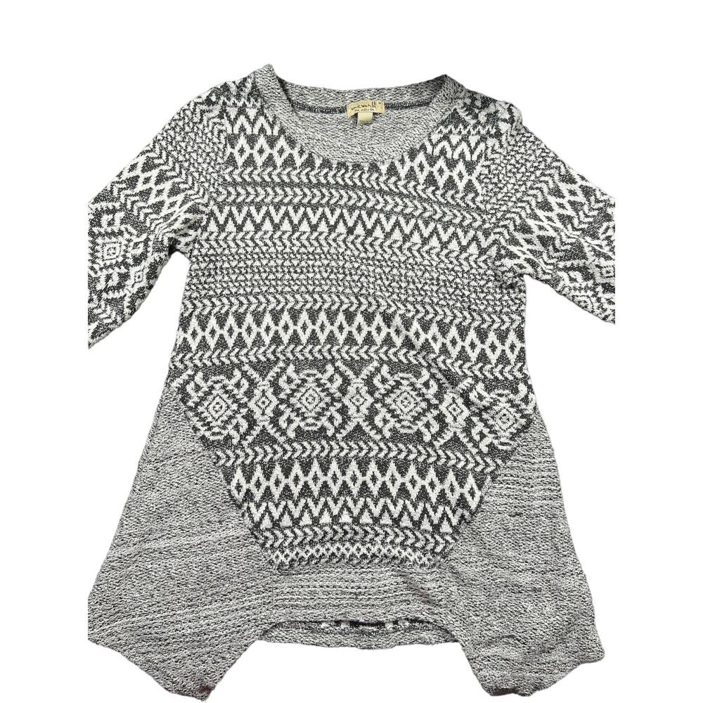 One World Black & White Crew Neck Sweater Lightweight Size Small